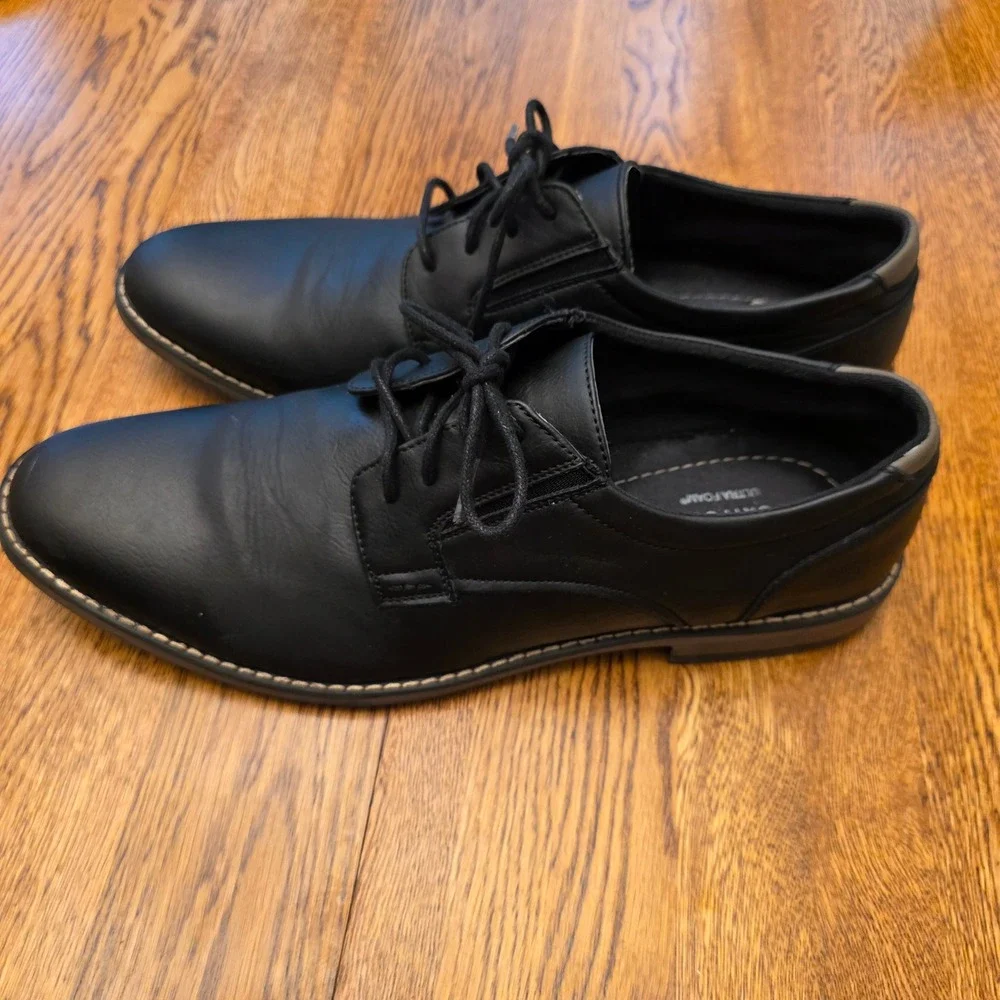 Perry Ellis Portfolio Mens 12 Clover Black Dress Shoes Oxford Office Grandpa